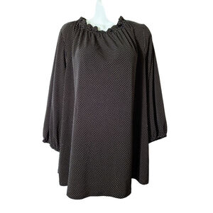Adrianna Papell Black White Polka Dot high neck Boardroom.chic Blouse 2X